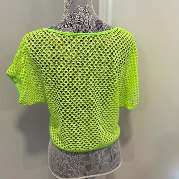 Women’s Fluorescent Green Mesh Oversized Tee. Flowy. Summer. Bright. - Picture 2 of 8